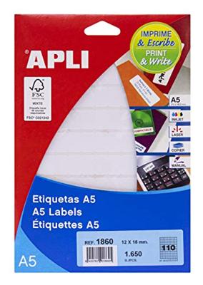 Apli witte etiketten Print & Write ft 12 x 18 mm (b x h), 1.650 stuks, 110 per blad (1860)