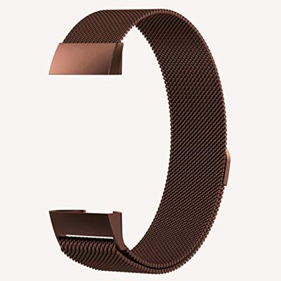 Fitbit Charge 3 & 4 milanese bandje - Maat: Small - Bruin