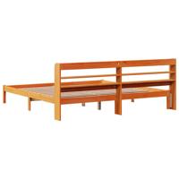 Bedframe met hoofdbord massief grenenhout wasbruin 200x200 cm - thumbnail