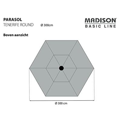 Stokparasol Tenerife 300 cm crank and tilt grey zonwering - Madison