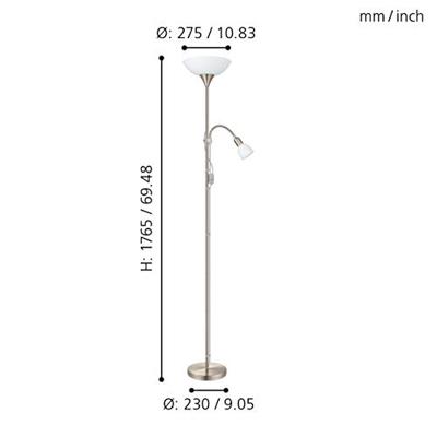 Eglo VloerlampUp 2 176cm nikkel mat - 82842