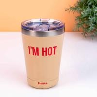 Koffiemok thermosbeker "Im hot" beige - thumbnail