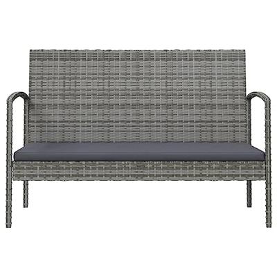16-delige Loungeset met kussens poly rattan grijs