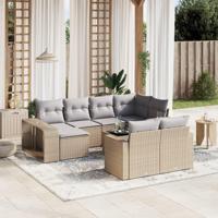 11-delige Tuinset met kussens poly rattan beige - thumbnail