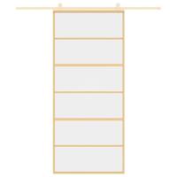 VidaXL Schuifdeur 90x205 cm helder esg-glas en aluminium goudkleurig - thumbnail