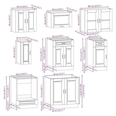 8-delige Keukenkastenset Kalmar bewerkt hout bruin eikenkleur