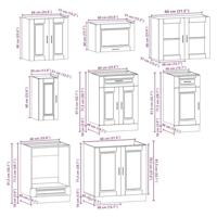8-delige Keukenkastenset Kalmar bewerkt hout bruin eikenkleur - thumbnail