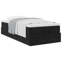 Ottoman bed met matras 90x190cm fluweel zwart - thumbnail
