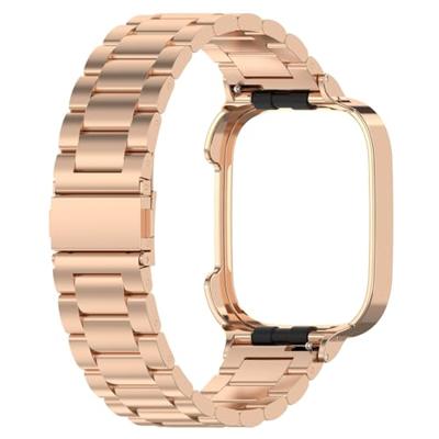 Stalen schakelband met case - Rosé / champagne goud - Xiaomi Redmi Watch 3 Stalen schakelband met case - Rosé / champagne goud - Xiaomi Redmi Watch 3