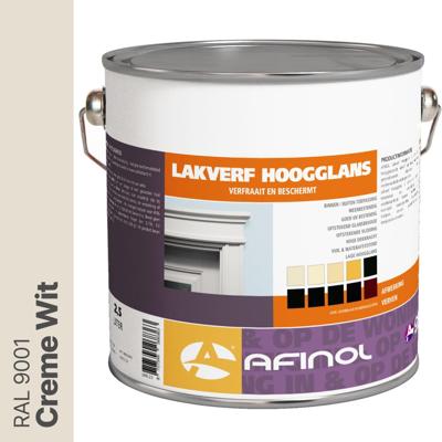 Afinol Hoogglans Lakverf Creme Wit (RAL 9001) 2,5 liter
