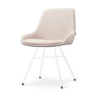 Nolon Noa-Isa Eetkamerstoel Beige - Stof - Wit Onderstel - thumbnail
