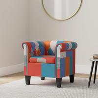 Fauteuil met patchwork stof meerkleurig - thumbnail