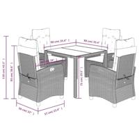 5-delige Tuinset met kussens poly rattan zwart - thumbnail