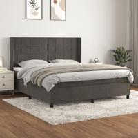 Boxspring met matras fluweel donkergrijs 180x200 cm - thumbnail