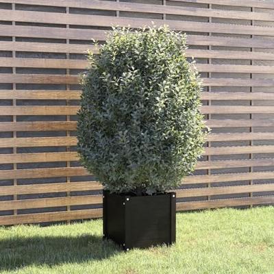 VidaXL Plantenbak 40x40x40 cm massief grenenhout zwart