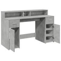 Bureau met LED-verlichting 140x55x91 cm bewerkt hout betongrijs - thumbnail