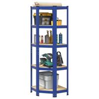 VidaXL Hoekrek 5-laags staal en bewerkt hout blauw - thumbnail