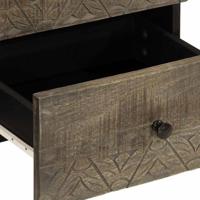 Nachtkastjes 2 st 40x33x46 cm massief mangohout lichtgrijs - thumbnail