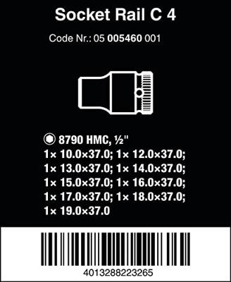 Wera C 4 Zyklop 05005460001 Dopsleutelset Inch 1/2 9-delig