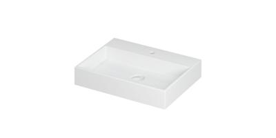 Wastafel United Porselein met 1 kraangat incl. porseleinen click plug en verborgen overloop systeem 60 cm x 45 cm x 11 cm Mat wit 0206012 Wastafel United Porselein met 1 kraangat incl. porseleinen click plug en verborgen overloop systeem 60 cm x 45 cm x 11 cm Mat wit 0206012