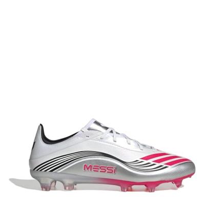 adidas F50 Messi Pro Gras Voetbalschoenen (FG) Wit Zilver Rood