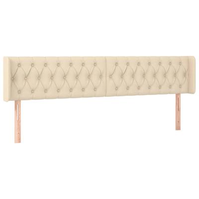 Hoofdbord met randen 183x16x78/88 cm stof crèmekleurig