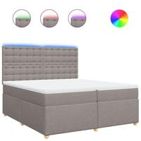 Boxspring met matras stof taupe 200x200 cm - thumbnail