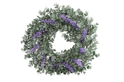 Kunstbloem krans kunststof 30x30x10 cm paars 1 stuk Countryfield - Decostar