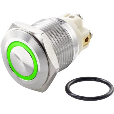 TRU COMPONENTS TC-7494692 TC-GQ16F-10E/L/G/12V/S Vandalismebestendige druktoets 48 V/DC 2 A 1x uit/(aan) Moment Groen IP65 1 stuk(s)