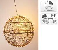 Verlichte bal met led zwart 35 cm - thumbnail