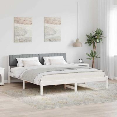 Bedframe Wit en lichtgrijs 180 x 200 cm Massief grenenhout