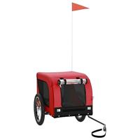 Hondenfietstrailer oxford stof en ijzer rood en zwart - thumbnail