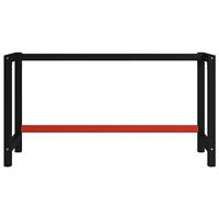 Werkbankframe 150x57x79 cm metaal zwart en rood - thumbnail