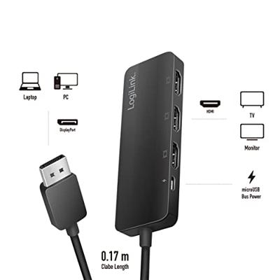 LogiLink CV0146 DisplayPort-splitter Zwart