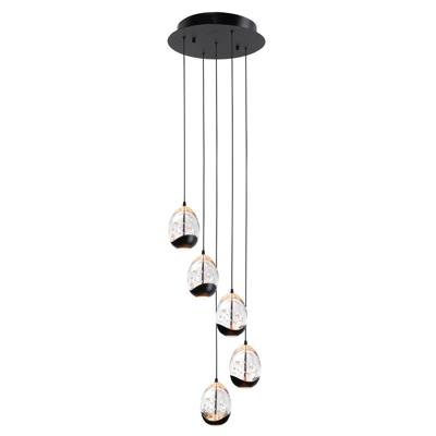 Highlight HanglampClear Egg zwart 5-lichts - H5457.20