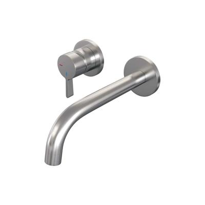 Brauer Brushed Edition Inbouw Wastafelmengkraan met Gebogen Uitloop en Rozetten Model E2 RVS Geborsteld PVD