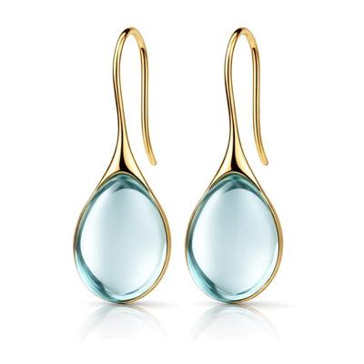 LGT JWLS Druppel Oorbellen voor Dames - Verguld met Lichtblauwe Zirkonia Druppelstenen