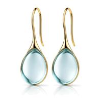 LGT JWLS Druppel Oorbellen voor Dames - Verguld met Lichtblauwe Zirkonia Druppelstenen - thumbnail