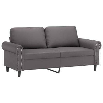 3-delige Loungeset met kussens kunstleer grijs - thumbnail