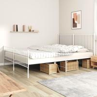 Bedframe met hoofd- en voeteneinde metaal wit 193x203 cm - thumbnail