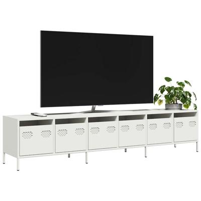 Tv-meubel 202x39x43,5 cm koudgewalst staal wit