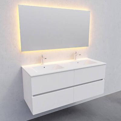 Badkamermeubel BWS Helsinki 120x46cm Keramiek Dubbel Mat Wit 4 Laden (2 kraangaten) Badkamermeubel BWS Helsinki 120x46cm Keramiek Dubbel Mat Wit 4 Laden (2 kraangaten)