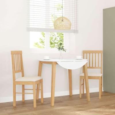 Eetkamerstoelen met kussens 2 st massief hout rubber