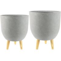 Bloempot op poten Ruth set van 2 stuks grijs - thumbnail
