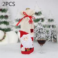 2 stuks CX20216 Santa Claus patroon wijn fles tas kerst decoratie - thumbnail