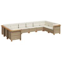 10-delige Loungeset met kussens poly rattan beige - thumbnail