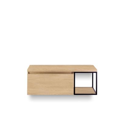 Frozen Badmeubelset 120 cm - Greeplijst in kleur - Zwart Frame - Wastafel Bovenblad Casella Oak