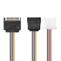Interne Voedingskabel | SATA 15-Pins Male - SATA 15-Pins Female + Molex Female | 0,15 m | Diverse - thumbnail