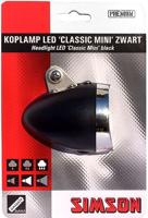 Simson voorvorkkoplamp classic mini zwart incl. bat. op kaart - thumbnail