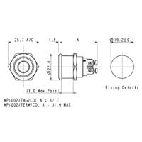 Bulgin MPI002/TERM/RD MPI002/TERM/RD Vandalismebestendige druktoets 24 V/DC 0.05 A 1x uit/(aan) Moment Rood (Ø x l) 22 mm x 31 mm IP66 1 stuk(s) - thumbnail